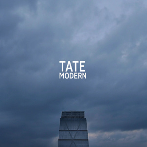 Vector illustration of Tate Modern's emblematic logo. White text 'TATE MODERN' against black backdrop.