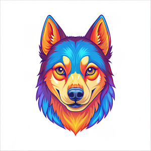 Alaskan Klee Kai Dog, head only, mascot cartoon character isolated on white background