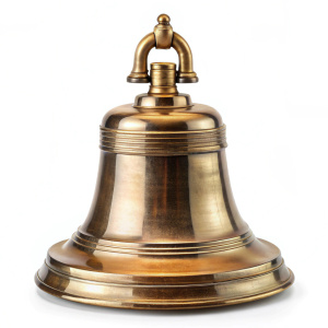 
Antique brass ship's bell on white background