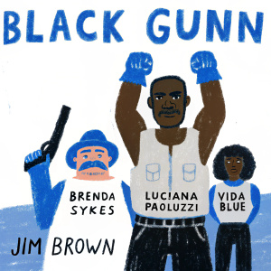 Film poster for 'Black Gunn'. Jim Brown, strong and intense. Brenda Sykes, Luciana Paoluzzi, Vida Blue, supporting cast, comical appearances