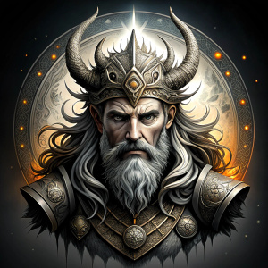 Nordic God Njörd, The Norse Sea God - perfect realistic art, high-definition grey and black, white background tattoo design