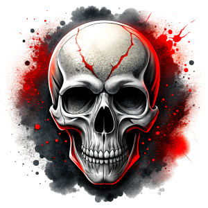 skull tattoo design - perfect realistic art - high-definition - grey and black - white background 