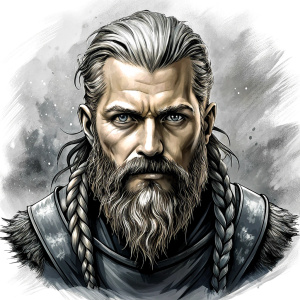 viking ragnar perfect realistic art, high-definition, high-definition grey and black, white background 