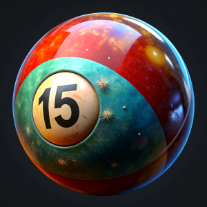 ultra realistic number 15 heavenly looking  billiard ball 