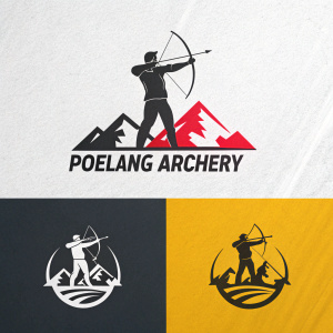 Contemporary logo designs for Poelang Archery. Bold, minimalist aesthetics. Dynamic and visually striking