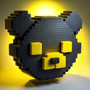 teddy bear head silhouette, pixel art