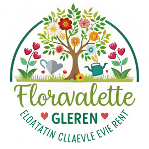 "Create a logo for 'Floratelie Garden'. The logo should be circular in shape. The main text 'Floratelie Garden' should be positioned at the top of the circle, while the tagline 'Cultivating love in every plant' should be placed at the bottom. In the center of the logo, include an image of a tree with heart-shaped leaves. Next to the tree, depict a gardener watering it with a watering can. Use bright and vibrant colors to create a joyful atmosphere. 