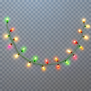 Vector Christmas garland on an isolated transparent background. Light ...