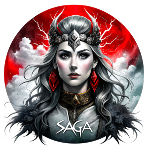 Saga, The Seer - Nordic Goddess of Sagas & Myths perfect realistic art, high-definition grey and black, white background tattoo design