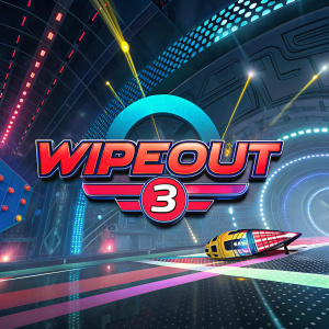Cover art for Wipeout 3. A mix of bright colors and intricate shapes, featuring game title and logos prominently.