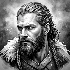viking ragnar perfect realistic art, high-definition, high-definition grey and black, white background 