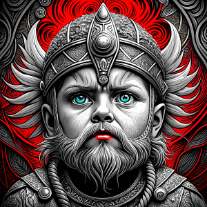 viking baby face perfect realistic art, high-definition, high-definition grey and black, white background 