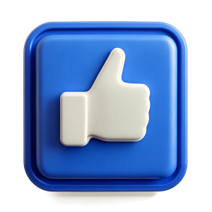 3d thumbs up notification icon on blue speech bubble. design elements for social networks. illustration isolated on white background. 3d rendering