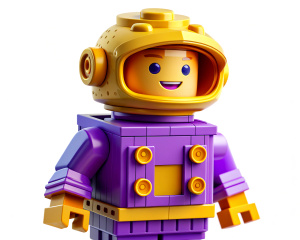 Create a Lego figure, with an astronaut suit. 3D Disney style.
