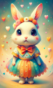 bunny in a dress rainbow