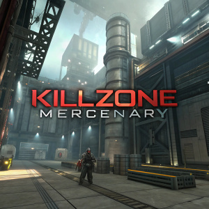 Concept art for Killzone Mercenary showcasing intricate game design. Futuristic and industrial setting with metallic elements. Title 'Killzone MERCENARY' prominently displayed.