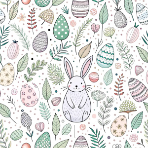 easter minimalist doodles seamless pattern tile, white ground