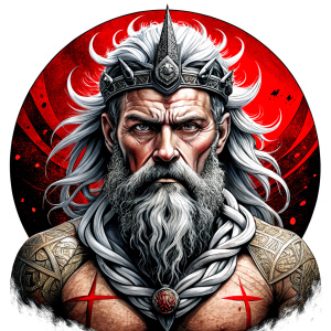 Nordic God Njörd, The Norse Sea God - perfect realistic art, high-definition grey and black, white background tattoo design