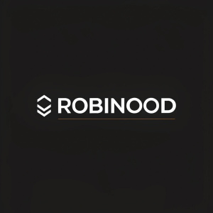 Modern logo design featuring the text 'Robinood' in a sleek, bold font on a solid black background.