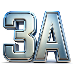 cartoon flat silver text 3A, white background - Recraft