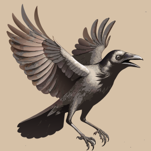 flying black crow