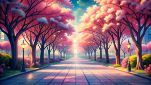 anime park trees street background