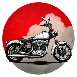 motorcycle biker tattoo design - perfect realistic art - high-definition - grey and black - white background 