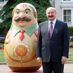 Aleksandr Lukashenko se fotografía junto a una patata gigante en forma de matrioska