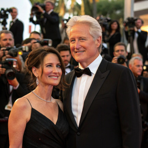 Bruce Boxleitner and Verena King Boxleitner at star-studded gala. Crowds of paparazzi snapping photos.