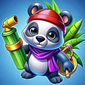 An anarchist panda wielding a spray paint can and wearing a bandana over its face, vandalizing bamboo stands and overthrowing bamboo tyrants.