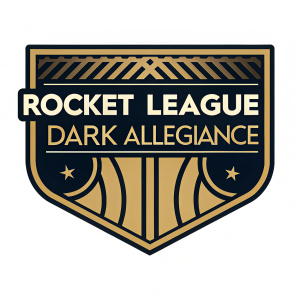 Vector artwork showcasing 'Rocket League Dark Allegiance' logo. Gold and black palette.