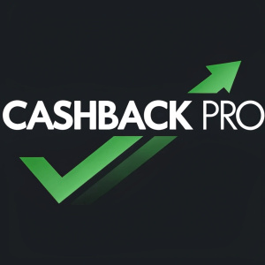 Logo for a cashback service featuring a bold sans-serif font and a sleek green arrow on a black background.