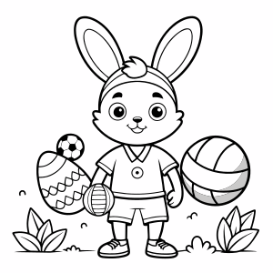 coloring page,Easter sport ,doodle, line art, black lines, white background.