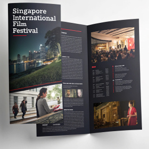 Digital brochure for Singapore International Film Festival. Dark theme, detailed textual content, images, ticketing information, event schedule.