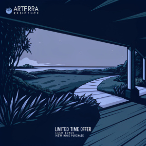 Luxe living awaits at Arterra Residence, where panoramic ocean views meet the elegance of modern design. Admire your private balcony, lushly landscaped grounds, and meticulously maintained pathways. Limited time offer: enjoy a generous cash bonus on your new home. Discover the ultimate retreat today.