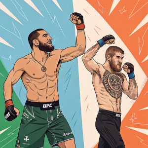 Conor McGregor and Nihat Kahveci featured in Sports Illustrated. Conor flexing, Nihat in action. Cartoonish illustrations and bold graphics.