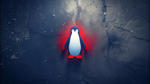 Street art dirt wall minimal "LINUX" TUX Logo