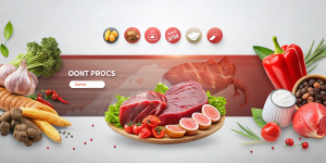 Meat and Seafood banner ecommerce site size 2450 x 500