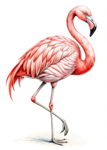 flamingo, line draw, transparent back