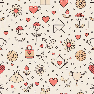 valentine day minimalist doodles for seamless pattern tile, light background