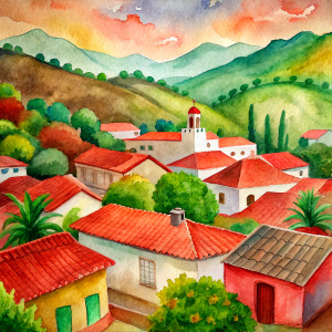 
a small town in mexico with red tiles