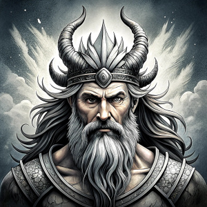 Nordic God Njörd, The Norse Sea God - perfect realistic art, high-definition grey and black, white background tattoo design