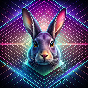 trippy rabbit, lines, squares, shapes