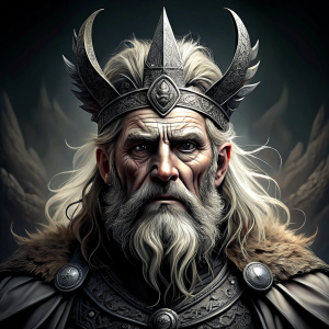 odin perfect realistic art, high-definition, high-definition grey and black, white background 