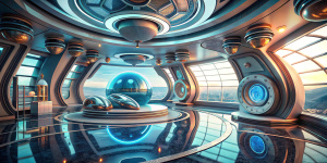 hdri texture material for 3d software, futuristic interior, photorealism