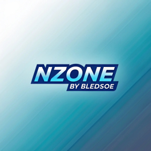 Dynamic logo design for NZONE by Bledsoe. Featuring bold blue text on a gradient background. Sleek, modern look.