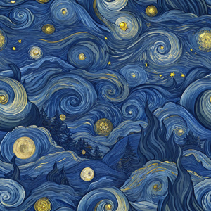 van gogh starry night seamless pattern, aesthetic
