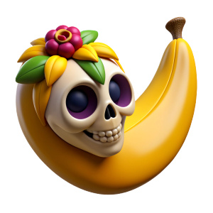 banana with day of dead stylization