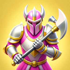[3D, fantasy, warrior, double-headed axe, battle pose, dramatic lighting, detailed textures, dynamic stance, action scene, epic background.]
