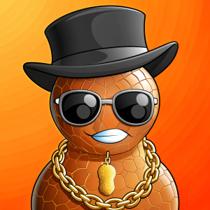 Gangster peanut with sunglasses, and goldchain and a cigareth